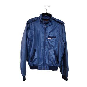 Vintage Contour Blue Bomber Jacket Zip Front & Pockets Mens Med
